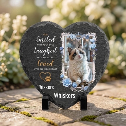 Personalized Engraved Memorial Slate Plaque Stone Heart Grave Marker Pet Dog Cat