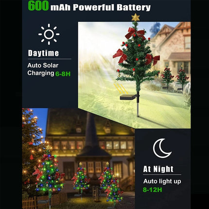 2X Solar Christmas Tree Lights LED Stake Lamp Garden Path Light Outdoor Decor
