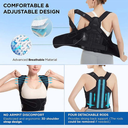 Back Brace Posture Corrector Women Men Shoulder Straightener Adjustable Support M