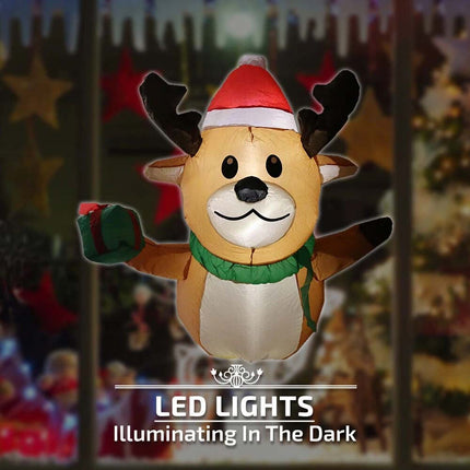 Inflatable Christmas Reindeer W/ LED Light 100CM Lean Out From Window Xmas Decor