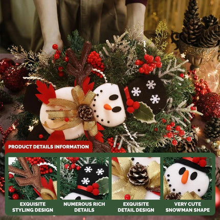 Snowman Christmas Wreath Artificial Front Door Garland Xmas Hanging Decoration