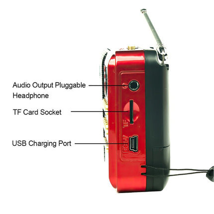 Rechargeable Mini FM Radio MP3 Player USB TF SD Card Portable Speaker Red