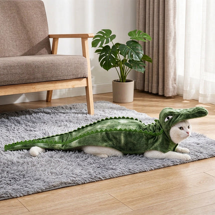 Novelty Alligator Dog Cat Outfit Plush Dog Crocodile Suit Halloween Pet Costume