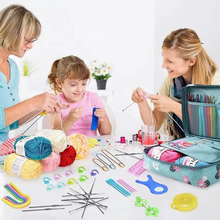 179Pcs Beginner Crochet Hooks Kit 5 Roll Yarn Knitting Needles Sewing Tools Set