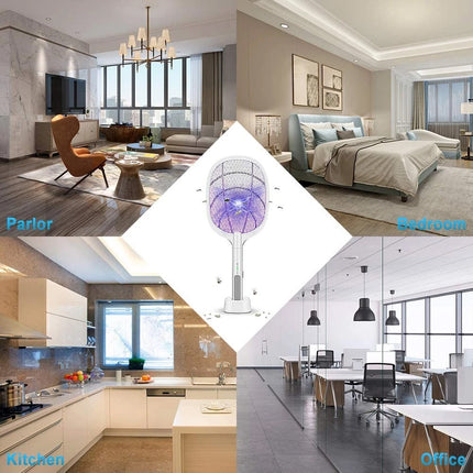 Electric USB Rechargable Racket Fly Swatter Mosquito Insect Killer UV Bug Zapper