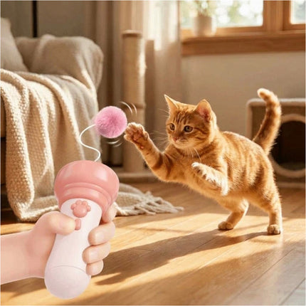 1Pcs Flashlight Shape Pom-Pom Ball Toy Automatic Cat Catching Device Gift