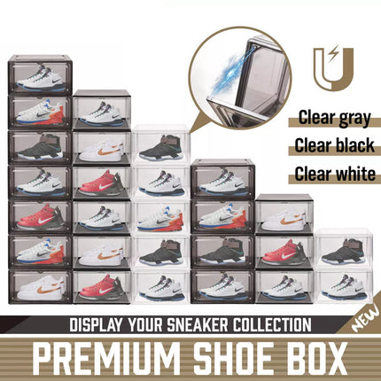 5-Piece  Black  Premium Acrylic Shoe Box Sneaker Display Storage Case Stackable Magnetic Door