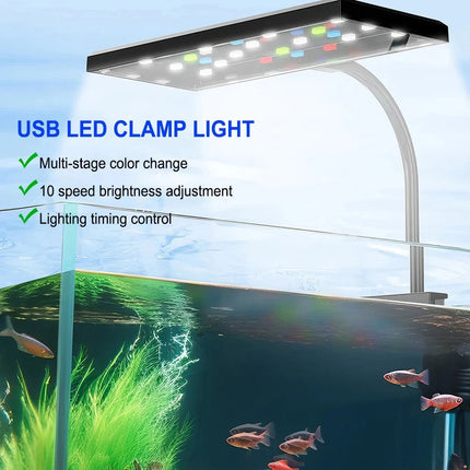 Aquarium Light Clip-On LED Lighting Full Spectrum Aqua Plant Fish Tank Bar Lamp