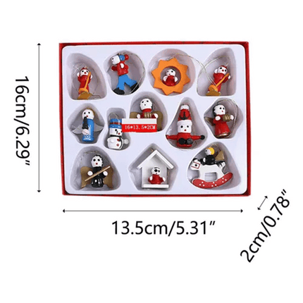 Boxed Set Wooden Ornaments Christmas Tree Hanging Set Holiday Decor