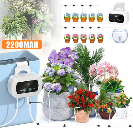Automatic Plant Watering System Pump Timer Dripers Irrigation Kit 10 Heads