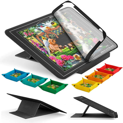 1000pcs Tilting Puzzle Board With 2-in-1 Designed Stand Cover Felt Mat 6 Trays