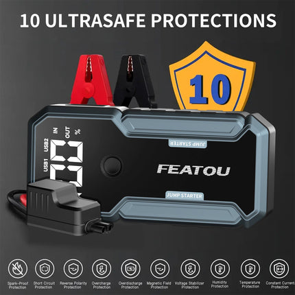 12V Portable Vehicle Power Starter 7000A Peak Output Car Starting Device for Cars Motorcycles