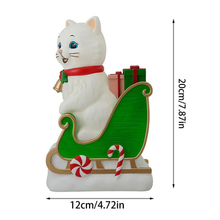 Christmas Cat in Sleigh Blow Mold Decoration 24" Lighted Festive Feline Kitty