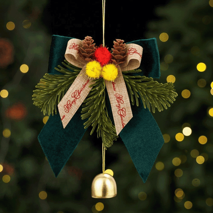 PVC Pine Needle Pinecone Christmas Bowknot Bell Pendant Bedroom