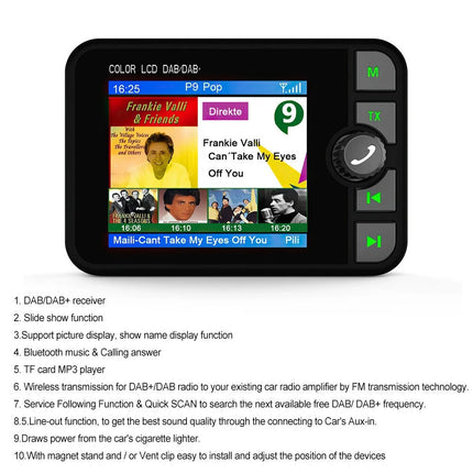 2.4" In-Car DAB/DAB+ Digital Radio Adapter LCD FM Transmitter USB