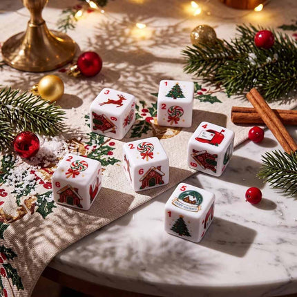 6Pcs Christmas Mahjong Dice, 25mm Acrylic Game Dice