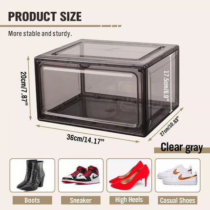 5-Piece  Black  Premium Acrylic Shoe Box Sneaker Display Storage Case Stackable Magnetic Door