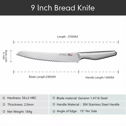 9inch Bread Knife German Stainless Steel Kitchen breakfast Sandwich Knife