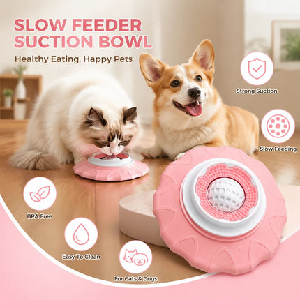 Liquid Food Slow Feeder Licking Dispenser, Rolling Ball-in Lick Bowl Anti-Slip