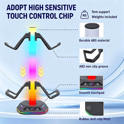Gaming Headphone Stand Desktop Headset Hanger Display Rack Holder