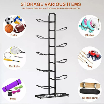 Ball  Rack Basketball Holder Garage Sports Organizer 9-Ball Display Stand