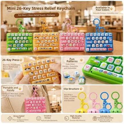 Mini Fingertip Button Keyring Cartoon Stress Relief Fidget Toy Travel Use