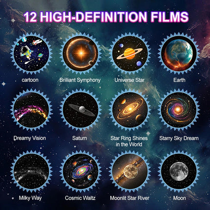 Starry Sky Projector Galaxy Night Light 12 Image Discs Decorative Lamp for Home Party