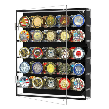 45 Grids Acrylic Clear Coin Medals Holder Military Challenge Coin Display Case