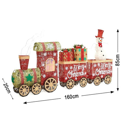 Lighted Christmas Decorations 3 Trains Snowman Light up Front Yard Solar Powered