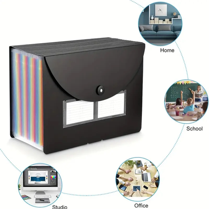 File Folder Organiser A4 25-PocketLarge Capacity Colour Document Storage Office
