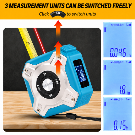 2-in-1 Laser Tape Measure 40m/60m Laser Measurement Tool USB Rechargeable LCD