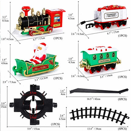 Battery Operated Toy Train With Light & Sound Around Christmas Tree Track Set Steam Train