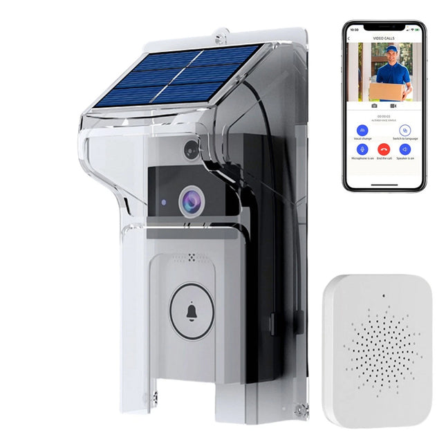 Waterproof Solar Charging Camera Intercom Rain Cover Wireless Video Doorbell