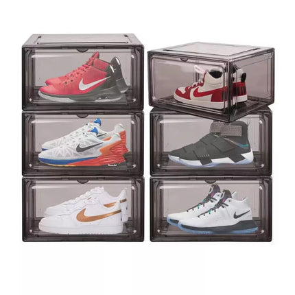 5-Piece  Black  Premium Acrylic Shoe Box Sneaker Display Storage Case Stackable Magnetic Door