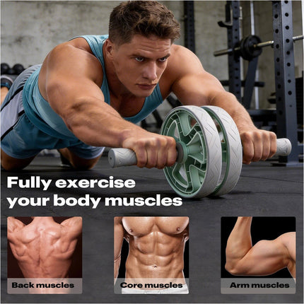 AB Roller Wheel Adjustable Wheel Fitness Core Workout Exercise Detachable Grey