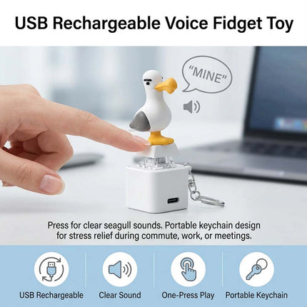4Pcs Seagull Keychain,Button with Sound Rechargeable Keyboard Clicker Fidget