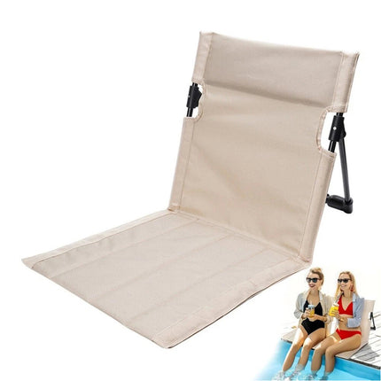 Portable Folding Chair Beach Mat Ultra Light Fishing Pool Garden Lounge Beige
