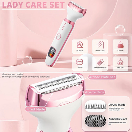 Bikini Trimmer for Women,USB Bikini Shaver,4-in-1 Electric Razors Wet & Dry