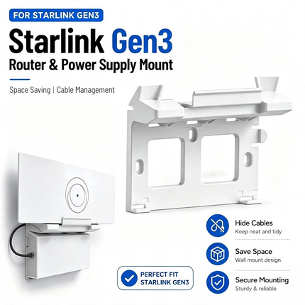 Starlink Gen 3 Router and Power Supply Wall Mount Kit Bracket for Starlink Gen 3