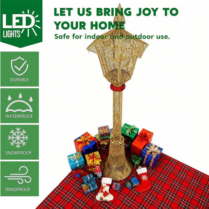 Christmas Lamp Post with LIghts Indoor Outdoor Solar and Plug in Light Garden