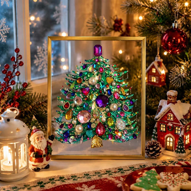 1 Set DIY Christmas Tree Art Kit Gem Art Jeweled Holiday Craft Kit Decoration