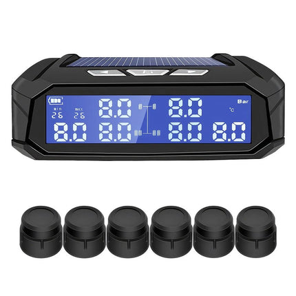 Solar Wireless TPMS Car Tire Tyre Pressure Monitor Monitoring System & 6 Sensors