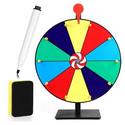 12" Spinning Wheel for Prizes 10 Slots Color Prize Wheel with Heavy Duty Base