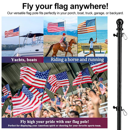 Flag Pole Kit 6 Ft,Flag Pole with Bracket,Heavy Stainless Steel Garden Flagpole Black
