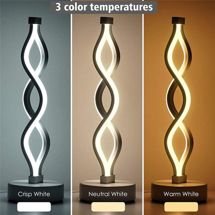 Bedside Lamp 3-Way Dimmable Spiral LED Table Lamp Nightstand Desk Reading Light