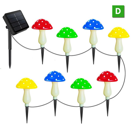 Solar Mushroom Lights LED Fairy String Light Outdoor Garden Path Xmas Decor Lamp
