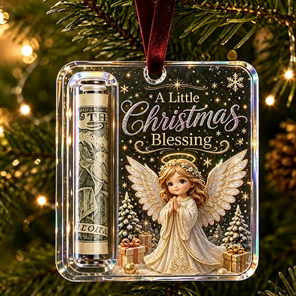 7Pcs Christmas Cash Gift Ornament, Acrylic Christmas Money Holder for Cash