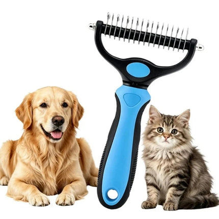 Pet Pro Grooming Tool,Dual-Sided Pet Comb for Dogs & Cats,Professional Tool  （Blue (Large)1PCS）