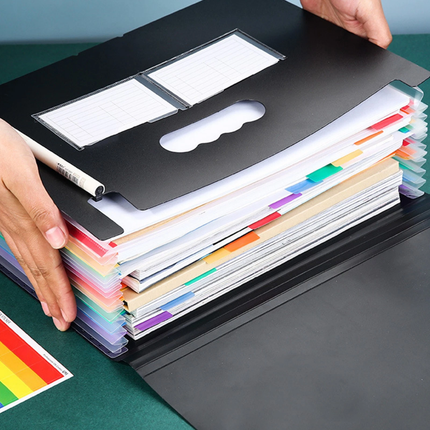 File Folder Organiser A4 25-PocketLarge Capacity Colour Document Storage Office