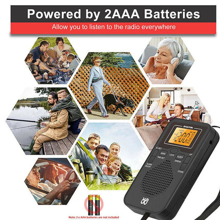 Portable Pocket Digital LCD AM FM Radio Battery Powered Receiver Speaker